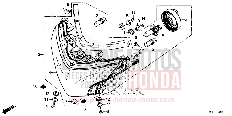HEADLIGHT for CTX700 ABS PEARL FADELESS WHITE (NH341) from 2014